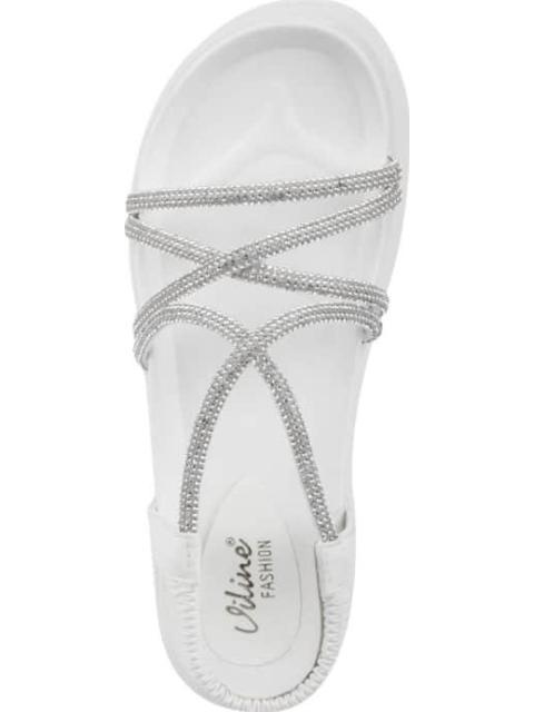 SANDALIA PLANA CON BRILLOS BLANCO VI LINE FASHION