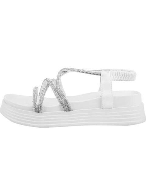 SANDALIA PLANA CON BRILLOS BLANCO VI LINE FASHION