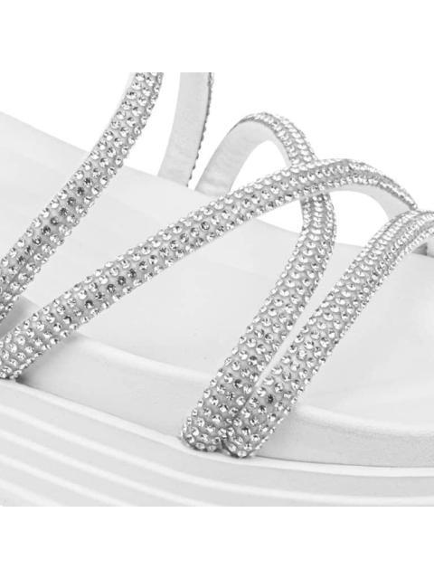 SANDALIA PLANA CON BRILLOS BLANCO VI LINE FASHION
