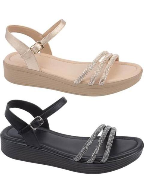 SANDALIA PLANA CON BRILLOS MULTICOLOR VI LINE