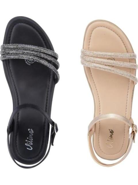 SANDALIA PLANA CON BRILLOS MULTICOLOR VI LINE