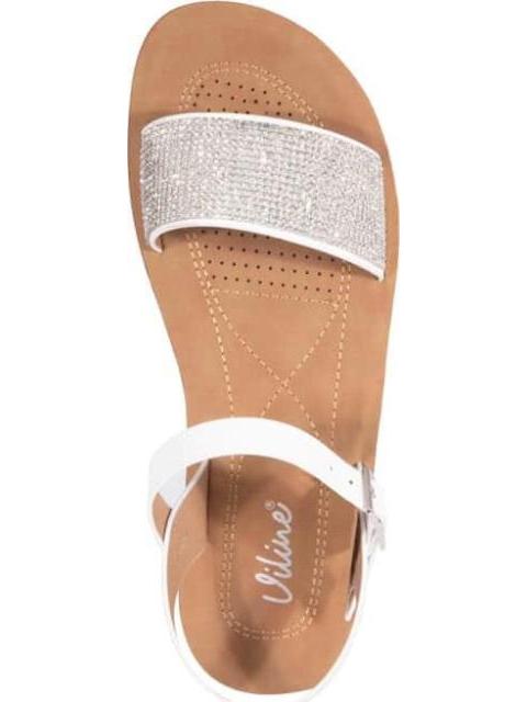 SANDALIA PLANA CON BRILLOS BLANCO VI LINE