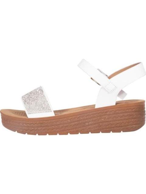 SANDALIA PLANA CON BRILLOS BLANCO VI LINE