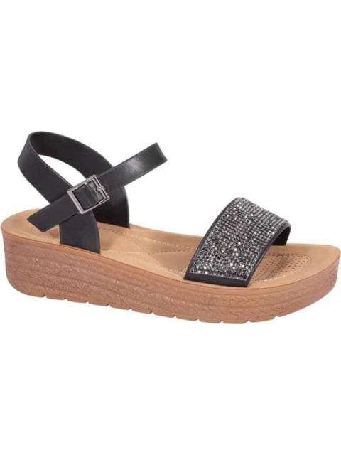 SANDALIA PLANA CON BRILLOS NEGRO VI LINE