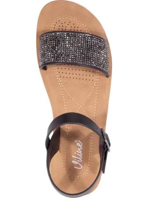 SANDALIA PLANA CON BRILLOS NEGRO VI LINE