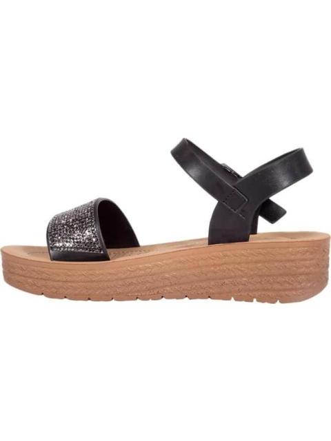 SANDALIA PLANA CON BRILLOS NEGRO VI LINE