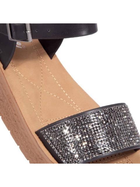 SANDALIA PLANA CON BRILLOS NEGRO VI LINE