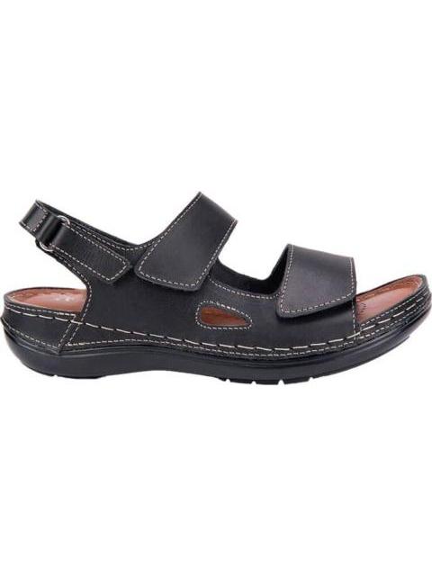 SANDALIA PLANA DE PIEL NEGRO SHOSH