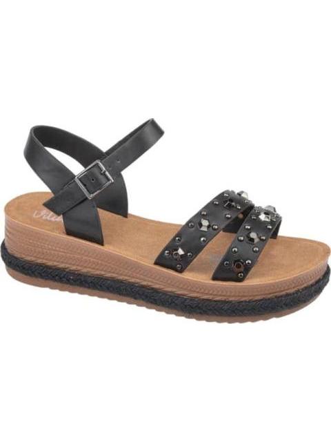 SANDALIA PLANA NEGRO VI LINE