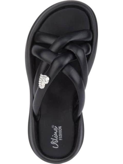 SANDALIA PLANA HEBILLAS NEGRO VI LINE FASHION