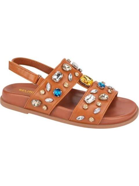 SANDALIA PLANA PIEDRAS COGNAC BELINDA PEREGRIN