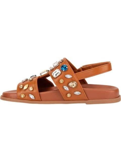 SANDALIA PLANA PIEDRAS COGNAC BELINDA PEREGRIN