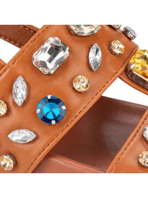 SANDALIA PLANA PIEDRAS COGNAC BELINDA PEREGRIN