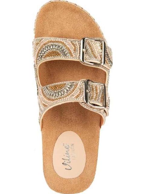 SANDALIA PLANA CON BRILLOS NUDE VI LINE FASHION