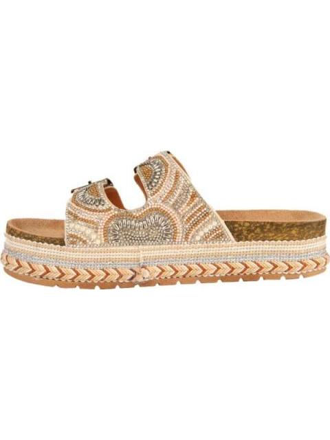 SANDALIA PLANA CON BRILLOS NUDE VI LINE FASHION