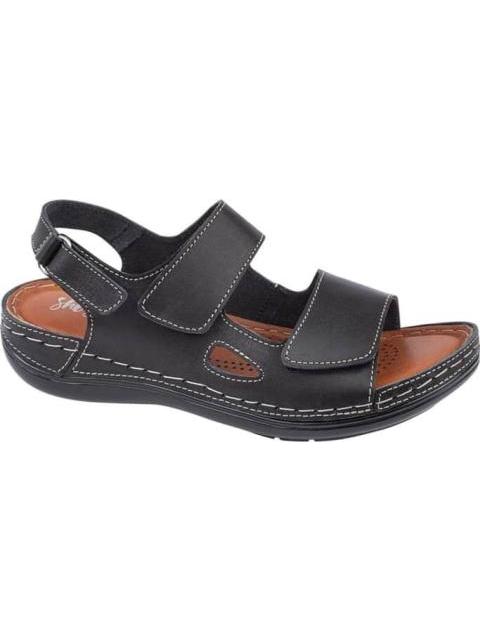 SANDALIA PLANA DE PIEL NEGRO SHOSH
