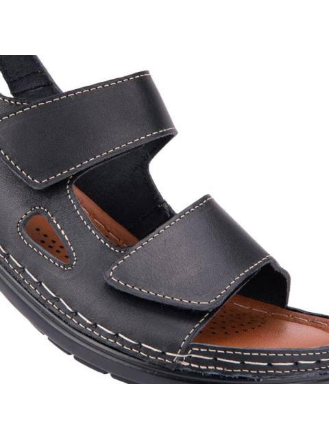 SANDALIA PLANA DE PIEL NEGRO SHOSH
