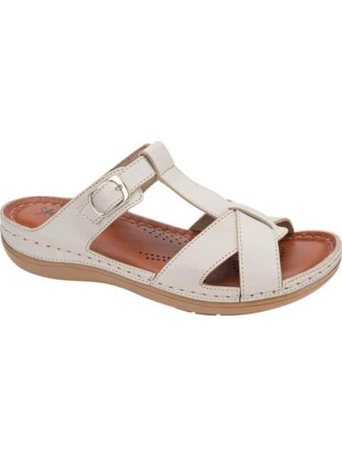 SANDALIA PLANA DE PIEL HUESO SHOSH
