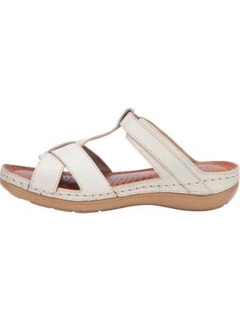 SANDALIA PLANA DE PIEL HUESO SHOSH