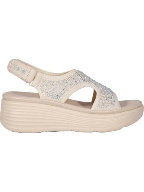 SANDALIA PLATAFORMA CON BRILLOS BEIGE SHOSH