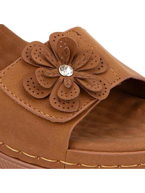 SANDALIA CONFORT FLOR COGNAC SHOSH