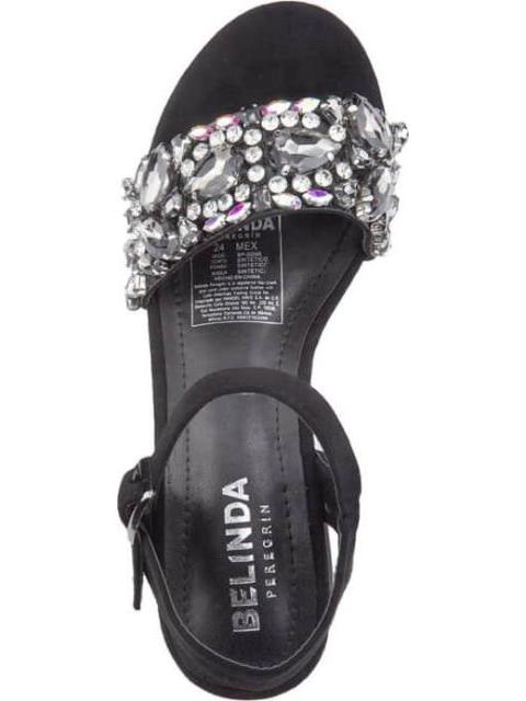 SANDALIA CON BRILLOS NEGRO BELINDA PEREGRIN