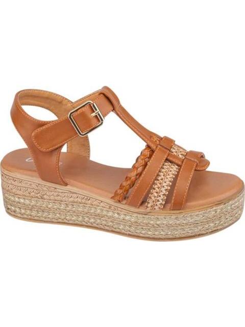 SANDALIA CON PLATAFORMA RAFIA COGNAC VI LINE