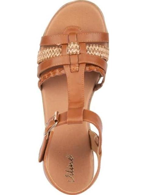 SANDALIA CON PLATAFORMA RAFIA COGNAC VI LINE