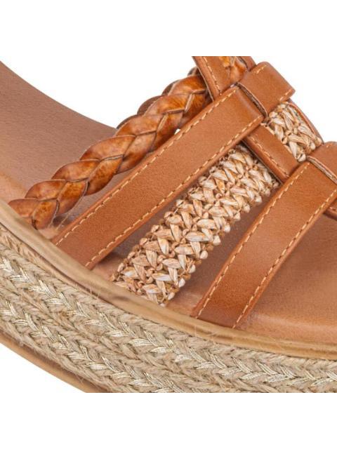 SANDALIA CON PLATAFORMA RAFIA COGNAC VI LINE