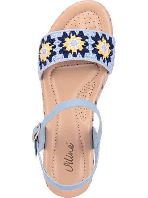 SANDALIA TEJIDA CON PLATAFORMA AZUL VI LINE