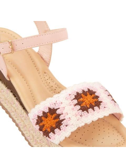 SANDALIA TEJIDA CON PLATAFORMA ROSA VI LINE
