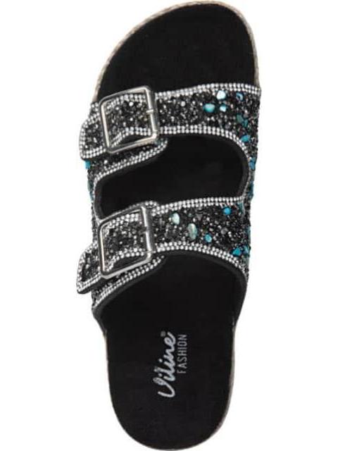 SANDALIA CON BRILLOS NEGRO VI LINE FASHION