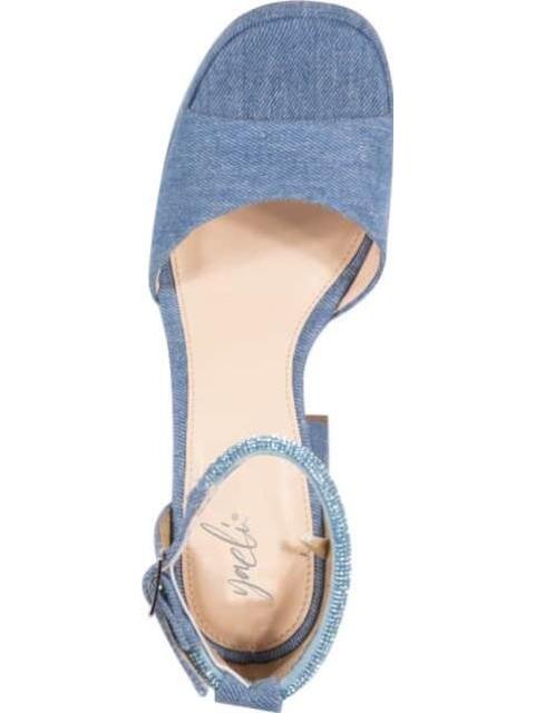 SANDALIA TACON ANCHO CON PEDRERIA AZUL CIELO YAELI FASHION