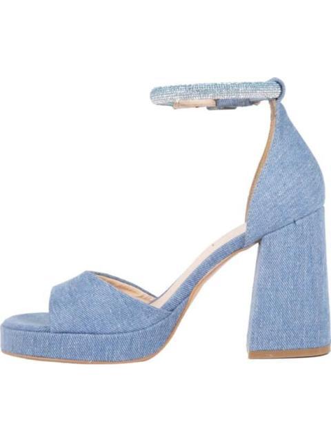SANDALIA TACON ANCHO CON PEDRERIA AZUL CIELO YAELI FASHION