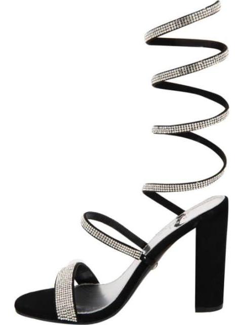 SANDALIA ESPIRAL CON BRILLOS NEGRO THALIA SODI