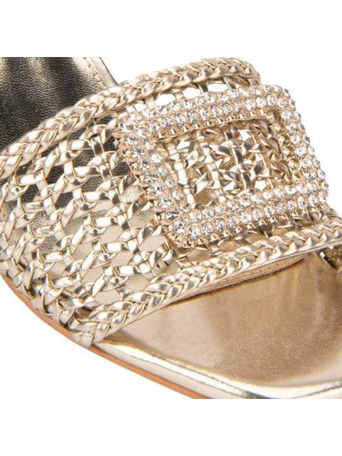 SANDALIA HEBILLA TEJIDO ORO THALIA SODI