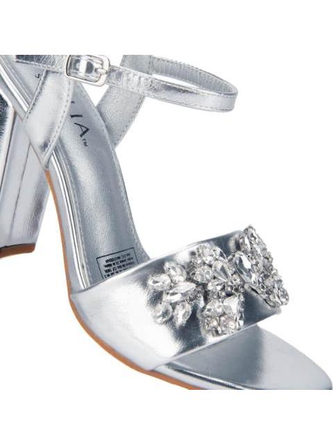 SANDALIA CON BRILLOS PLATA THALIA SODI