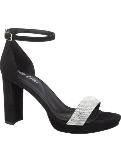 SANDALIA TACON PLATAFORMA CON BRILLOS NEGRO MOLTO BELLO