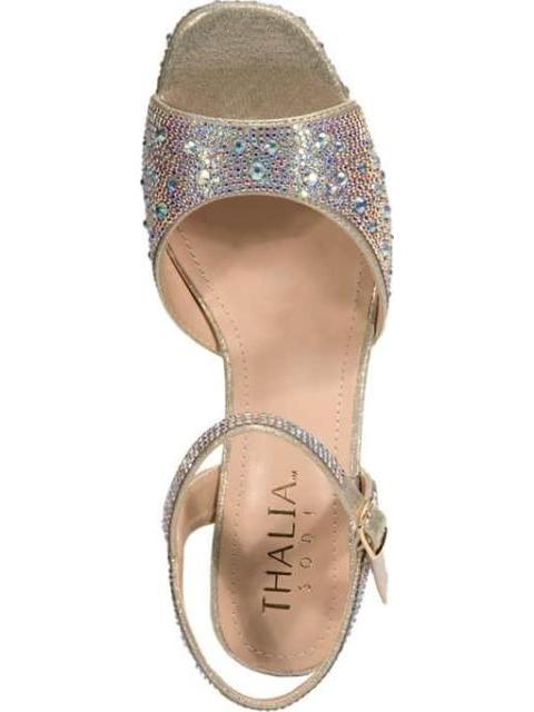 SANDALIA TACON PLATAFORMA BRILLOS ORO THALIA SODI