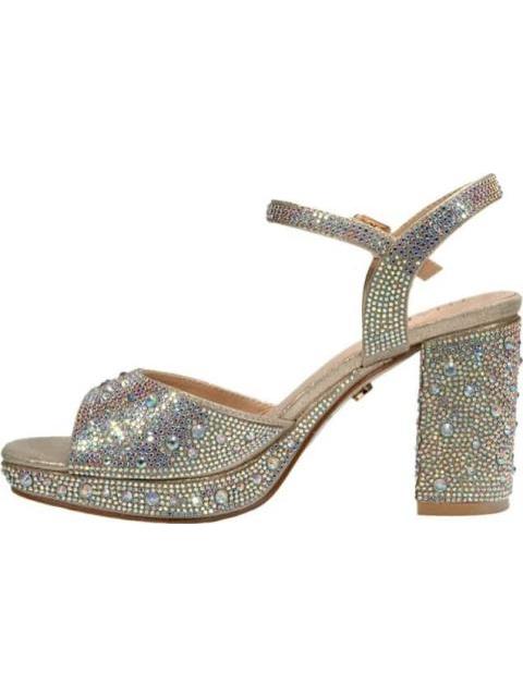 SANDALIA TACON PLATAFORMA BRILLOS ORO THALIA SODI