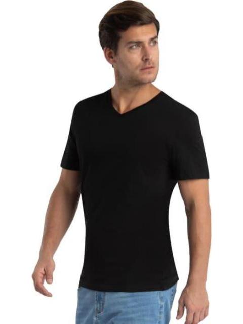SET 3 PLAYERAS CUELLO V NEGRO LACOSTE