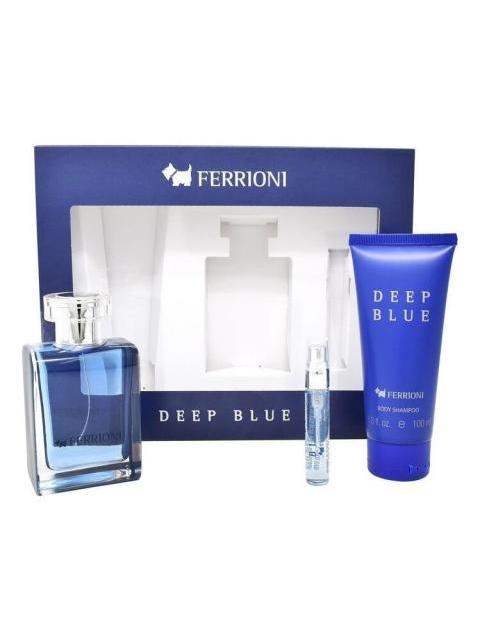 SET FERRIONI DEEP BLUE 3PZ 100ML EDT SPRAY BODY
