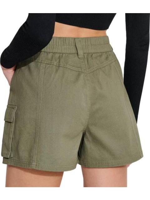 SHORT DE GABARDINA CON BOLSAS CARGO VERDE OLIVO HOLLY LAND
