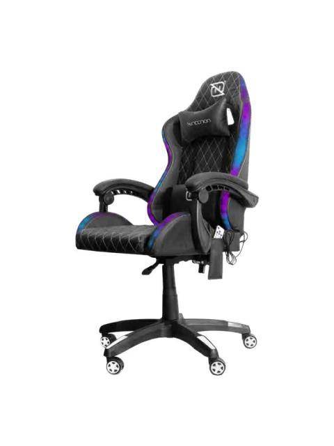 SILLA GAMER RGB INCLINACION RESPALDO 145 CLASE 4 140150KG NSGRGB1 FOAM 350MM 63CM-64CM-121131CM COJIN LUMBAR Y CABEZA NEGRO-ROJO