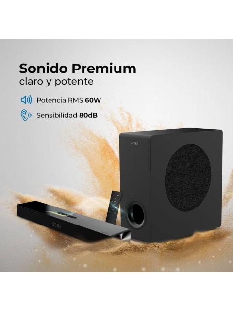 SISTEMA DE SOUNDBAR 2.1 DYNAMIC THIN BS600 ADVANCED SERIES CONTROL REMOTO INCLUIDO COLOR NEGRO. AC940801