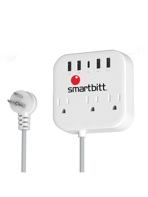 SMARBITT MULTICONTACTO SBSS-B3-5U 3 CONTACTOS 1X USB-C 4X USB-A 5V 3A BLANCO