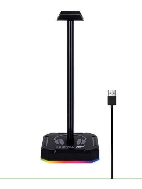 IMMORTAL GAMING BASE PARA AUDIFONOS GAMER IMGSA RGB USB NEGRO