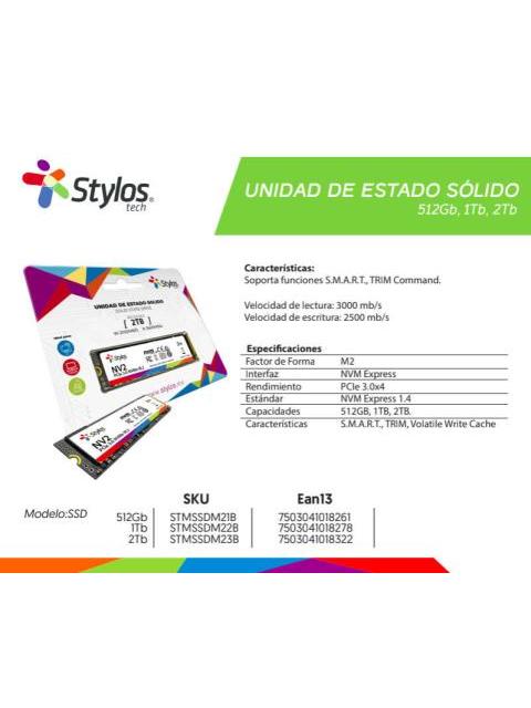 SSD STYLOS STMSSDM22B NVME 1TB PCI EXPRESS 4.0 M.2