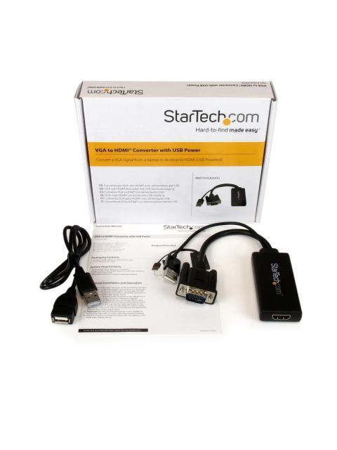 STARTECH  ADAPTADOR VGA-USB MACHO - HDMI HEMBRA 25CM NEGRO
