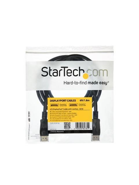 STARTECH  CABLE DISPLAYPORT CON CERTIFICACION VESA DISPLAYPORT 1.2 MACHO - DISPLAYPORT 1.2 MACHO 4K 60HZ 3 METROS NEGRO CON CIERRE DE SEGURIDAD